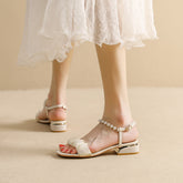 Klassische Damen Pearl Simple Niche Peep Sandalen